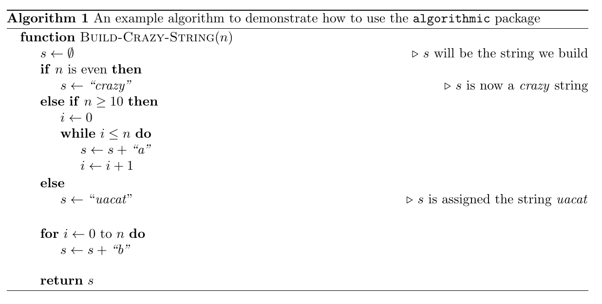Latex algorithm example